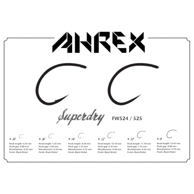 Ahrex Fw525 Super Dry Barbless #12 Trout Fly Tying Hooks